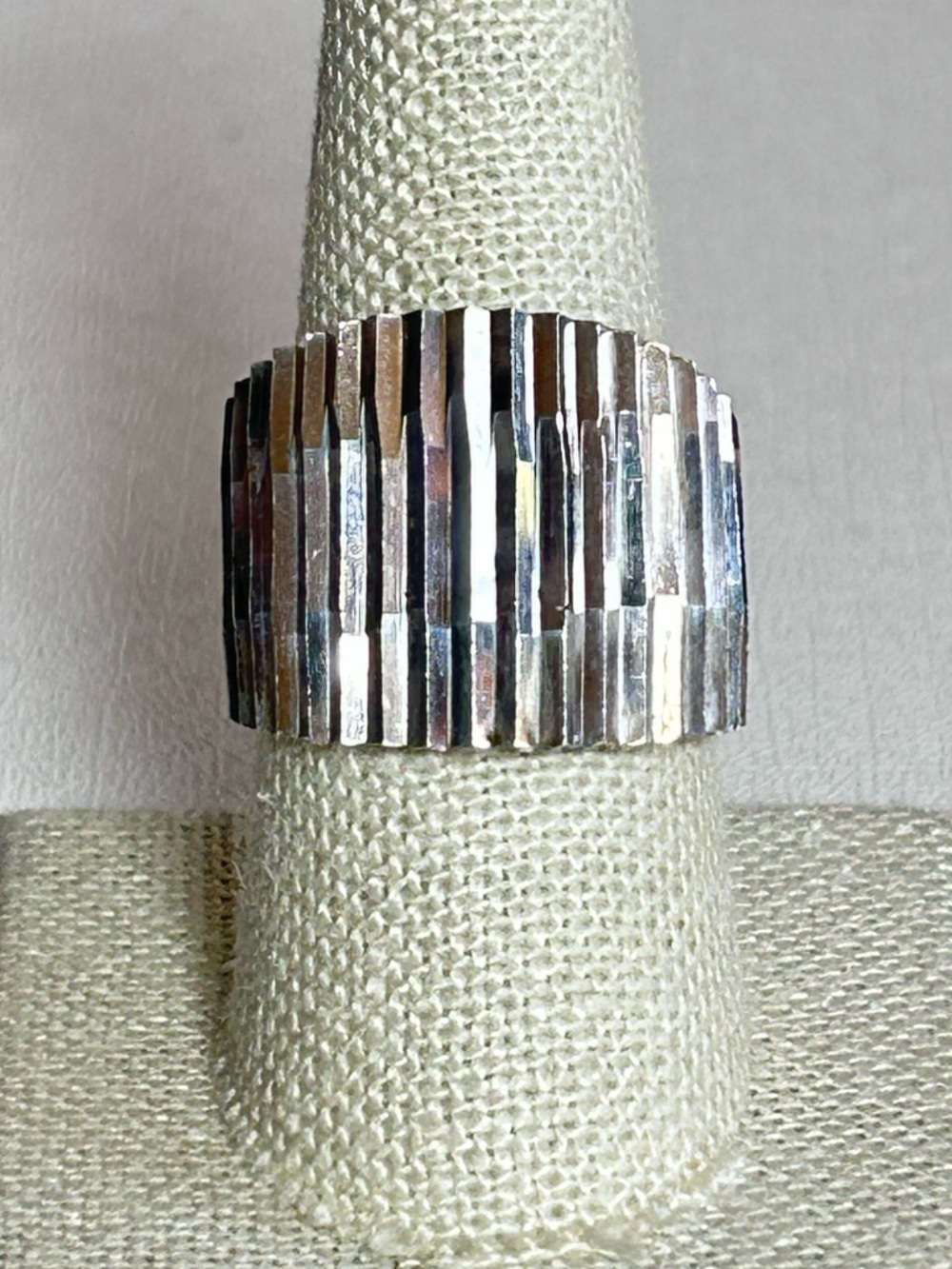 Signed Taxco Sterling Silver 925 Mexico Textured Brutalist Ring TH-85 OOAK